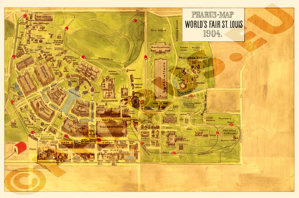 St. Louis 1904 - Reproduktion, flach, schwarz-weiß