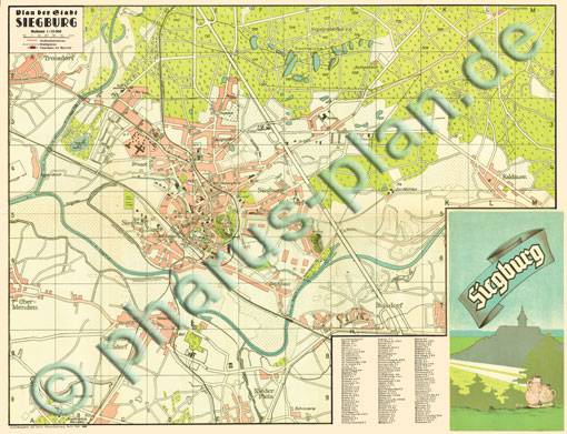 Siegburg 1942 - Reproduktion, gefalzt, schwarz-weiß