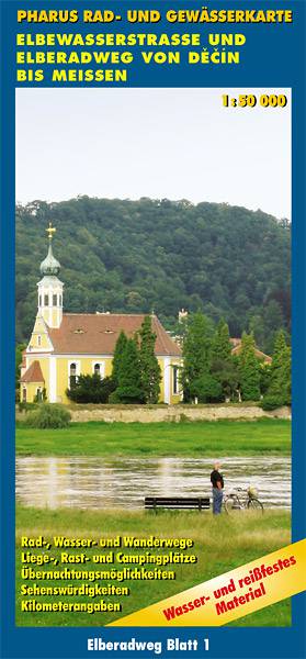 Rad- und Gewässerkarte Elbe-Radweg (1) von Děčín bis Meißen