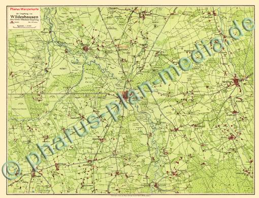 Wildeshausen 1920 - Wanderkarte - Reproduktion, flach, schwarz-weiß