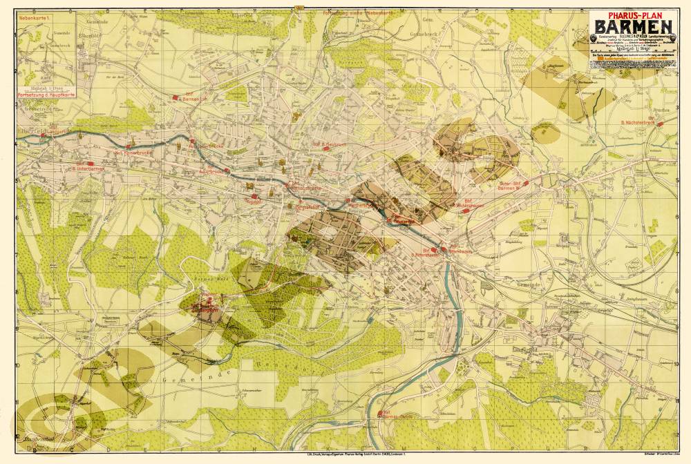 Wuppertal 1928 - Nur Barmen - Reproduktion, flach, schwarz-weiß