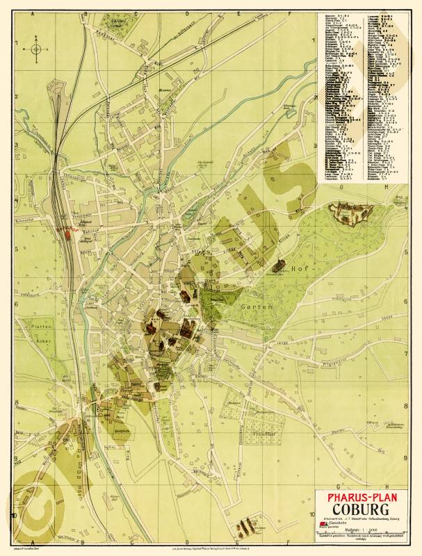 Coburg 1925 - Reproduktion, flach, schwarz-weiß