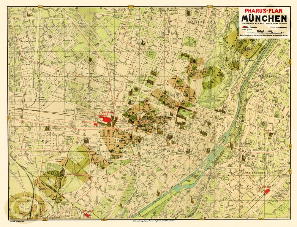 München 1924- Innenstadt - Reproduktion, flach, schwarz-weiß