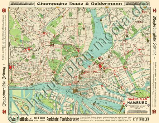 Hamburg 1912 - Reproduktion, gefalzt, schwarz-weiß