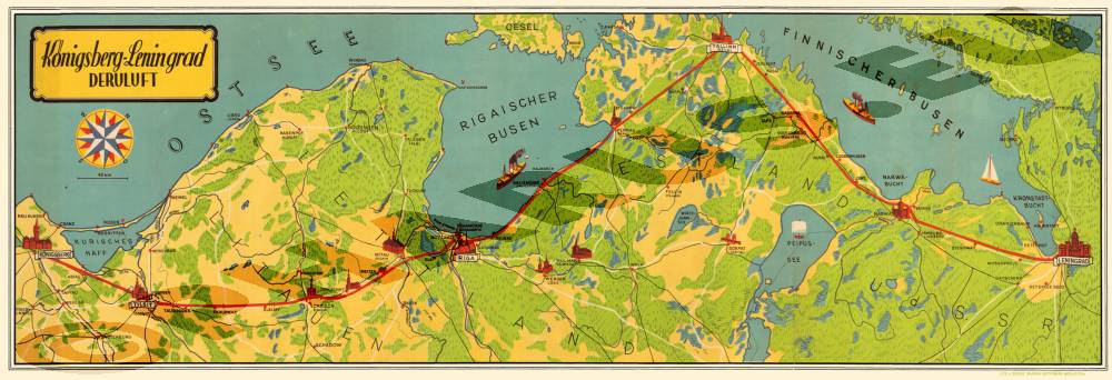 Königsberg 1935 - Flugstreckenkarte