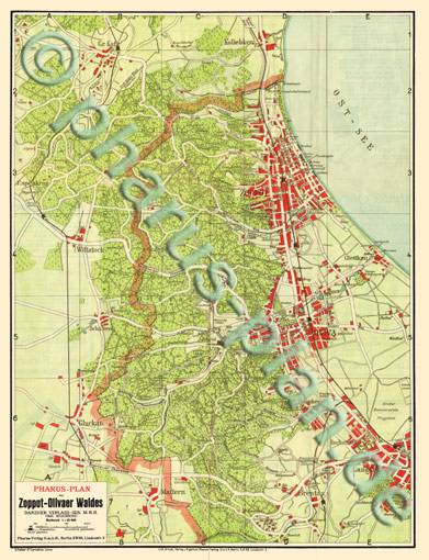 Zoppot 1912 - Zoppot-Olivaer Wald - Reproduktion, gefalzt, schwarz-weiß
