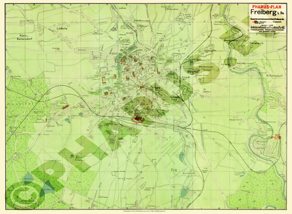 Freiberg 1925 - Reproduktion, gefalzt, schwarz-weiß