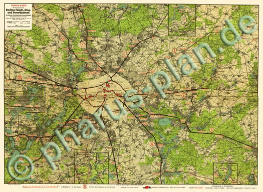 Berlin 1929 - Umgebungsplan mit Fahrplänen