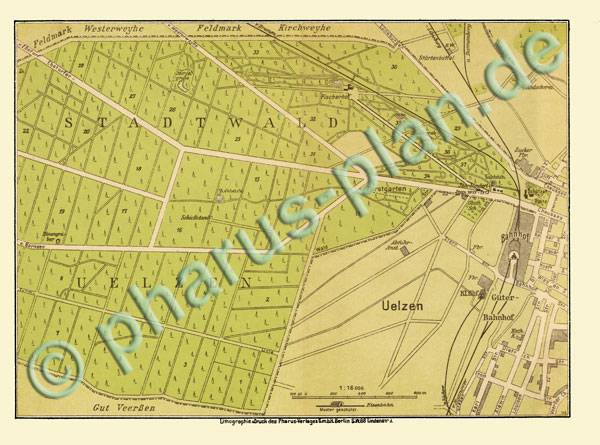 Uelzen 1915 - Uelzener Stadtwald - Reproduktion, gefalzt, schwarz-weiß