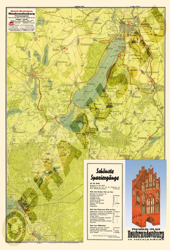 Neubrandenburg 1938 - Umgebungskarte